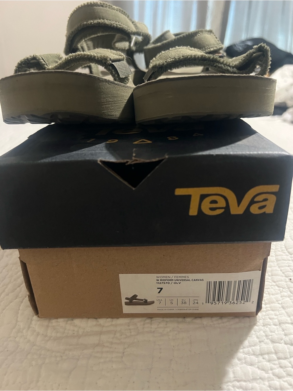 Teva Olive Green Canvas Strap Sandals